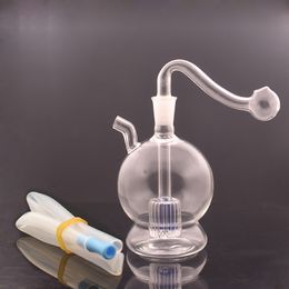 Upgrade Glass Bong Ash Catcher Hookah Oil Burner Bubbler Matrix Perc Recycler Dab Straw Rig Bongs with 10mm Oil Burner Pipe and Hose 10pcs