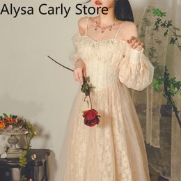 French Vintage Fairy Dress Women Lace Casual Embroidery Evening Party es Female Spring Court Retro Elegant Midi 220613