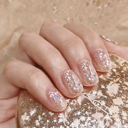 False Nails 24Pcs Glossy Gold Artificial Fake For Design Fashion Lady Long Full Cover Salon Tip Manicure Fingernails NN Prud22