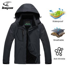 LNGXO Men Outdoor Camping Sports Coats Hiking Jacket Women Breathable Waterproof Hoodie Windbreaker Adventure Suit Windproof 220516