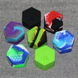 Nonstick Honeybee wax containers box 26ml hexagon silicone container food grade jars dab tool storage jar oil holder for vaporize