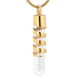 Pendant Necklaces Memorial Ash Keepsake Cremation Jewelry Stainless Steel Glass Container Cylinder Tube Urn Necklace IJD10271Pendant