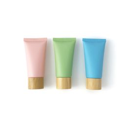 100ml Bamboo Cap Cosmetic Soft Tube Bottle 100g Plastic Empty Bottle Squeeze Bottle Lotion Containers 20pcs