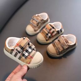 Canvas High Quality Kid Shoes Sneakers Plaid Letter Children Baby Shoe Boys Girls Lightweight Soft Non-slip Casual Sneakers