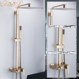 FAOP Shower system gold bathroom shower sets brass waterfall heads faucet for mixer luxury rainfall faucets Y200321