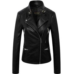 Brand biker style Genuine leather womens short jacket.plus size female soft sheepskin coat.slimleather clothes 201030