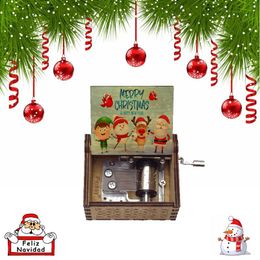 Decorative Objects & Figurines We Wish You A Merry Christmas Music Box Wood Hand Musical Theme Kids Birthday Year Valentine Day Gifts DecorD