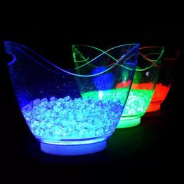 Party Decoration 8L Bar LED Ice Buckets Acrylic Luminous Barrel Rechargeable Changing Bucket Champagne Beer Plastic DH8965