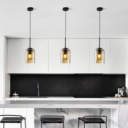 mounted stone UK - Ceiling Lights Modern Glass Cover Pendant For Dining Room Bedroom Kitchen Bar Industrial Style Hanging Lamp Minimalist Lighting Fixture