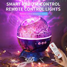 sound remote UK - USB Star Night Light Music Starry Water Wave LED lights Remote Bluetooth Colorful Rotating Projector Sound-Activated Decor Lamp232q