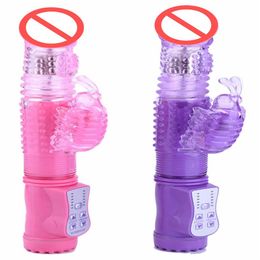 Butterfly Rotating Vibrator Thrusting Clitoris Stimulator G-Spot Dildo Vibr272p