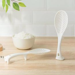 Leaf Shape Rice Paddle Spoon Can Stand Non Stick Spatula Colander Promotional Creative Plastic Spoons