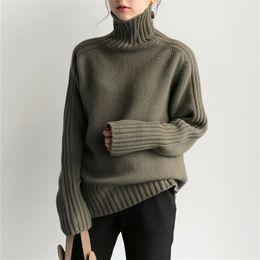 Neophil Knitted Winter Women Pullovers Sweaters Turtleneck Solid Army Green Casual Knitting Warm Fashion Female Tops SW9707 201222