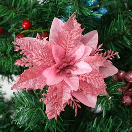 2022 New Christmas Decoration golden pink flower Colourful wreath Christmas tree ornament Sea Freight