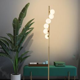 Floor Lamps American Spiral Glass Ball Lamp Living Room Corner Standing Bedroom Bedside Decorative LampFloor