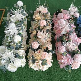 50cm Wedding Flower Wall Arrangement Silk Rose Peony Artificial Flower Row for Party Wedding Arch Decoration Backdrop Garland