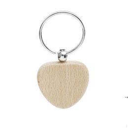 Beech Wood Keychain Party Favors Blank Personalized Customized Tag Name ID Pendant Key Ring Buckle Creative Birthday Gift ZZE13483