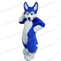 Halloween Long-hair Husky Fox Dog Mascot Costume Top Quality Cartoon character Carnival Unisex Adults Size Christmas Birthday Party Fancy Outfit