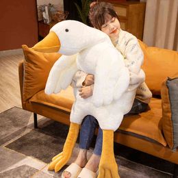 Pc Cm Huge Size White Goose Plush Toys Beautiful Animal Duck Mat Dolls Stuffed Soft Baby Children Sleeping Pillow Gifts J220704