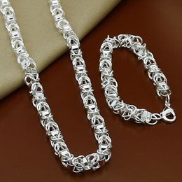 Earrings & Necklace Silver Classic Chain Bracelet Set Men And Women Wedding Engagement Party JewelryEarrings