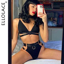 naughty costumes UK - Elloace Sexy Lingerie Sets Deep v Bra Exotic Accessories Sensual Naughty Set Women 2 Piece Sexual Costume Black Sissy Outfits 220624