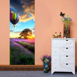 Wall Stickers 200x38.5cm 2pcs/set 3D Door Sticker Mural Imitation Pastoral Scenery Air Balloom Waterproof Self Adhesive Home