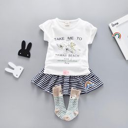 Clothing Sets Fashion Baby Girl Summer Dress Clothes Set For Toddler Ruffle Short Sleeve Tshirt Girls Suit 1 2 3 4 YearsClothing