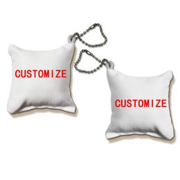 Cushion/Decorative Pillow Pieces Customize Mini With Keychain Soft Custom Print Square Pendant Logo Po Decorate For Bag Cute Gift DropCushio