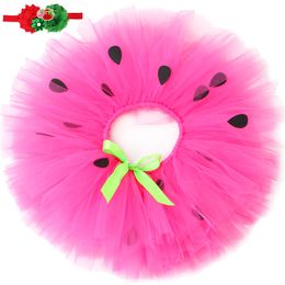 Girls Strawberry Tutu Skirt Pink Princess Kids Tutu Pettiskirt Halloween Birthday Party Dance Fluffy Baby Girls Tulle Skirt 220423