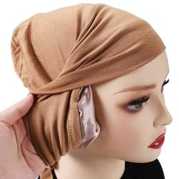 Plain Chiffon Shawl With Jersey Stain Cap Islam Inner Underscarf Headband Stretch Hijab Cover Headwrap Turbante