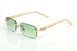 Óculos de chifre de búfalo verde óculos de sol de grife para homens femininos sem aro moda esportiva ouro metal branco pêssego coração armações óculos lunettes gafas vêm com caixas