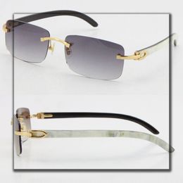 Wholesale Selling Style 8200757 Sunglasses Original Genuine Natural Black and White Vertical Stripes Buffalo Horn Rimless 8200758 Male AZ