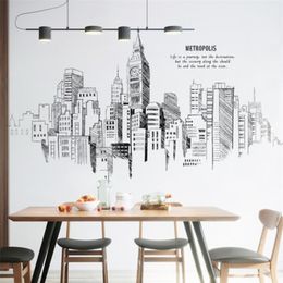 Wall Sticker Large scale Hand painted Modern Architecture Wallpaper Bedroom Accessories Poster Black And White Home Decor LJ200904