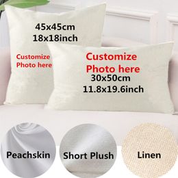 Baby Family Pets Custom Cushion Covers Print Short Plush Peachskin Linen Case Pillow Cover DIY Wedding Birthday Gift 220707