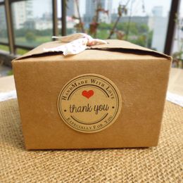 Gift Wrap 500pcs Kraft Paper Thank You Heart Baking Sticker For Box Packing Card Envelope Package Sealing Homemade LabelsGift