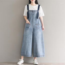 Women's Jumpsuits & Rompers OSOL Brand Jeans Women Jumpsuit Denim Romper Overalls Casual Long Trousers Basic Pants Wide Leg Female 2022