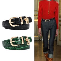 Belts Real Leather Crocodile Shape Cowskin Belt Lady Gold Pin Buckle Waist Strap Jean Bright Genuine Waistbands GirlBelts Fier22