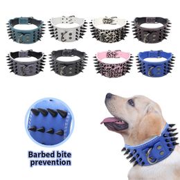 Black Fourrow Spiked Dog Collar Personalised Chain Barbed Large Rivet Dog Collar Golden Retriever Pet Accessories Supplies 201030