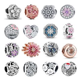 New Fashion 925 Sterling Silver Beads Women DIY Making Jewellery Fashion Beauty Loose Charms Fit Pandora Bracelets With Original Box Hearts Flower Pandents