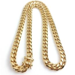 gold cuban chain Canada - 18K Gold Plated Necklace High Quality Miami Cuban Link Chain Men Punk Stainless Steel Jewelry Necklaces251K
