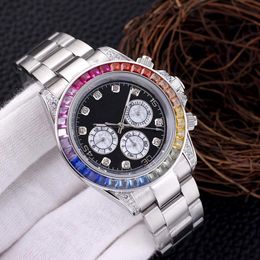 Mens Watch Automatic Mechanical Watches Coloured Diamonds Women Wristwatch Waterproof 40mm Montre de Luxe