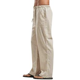 Men's Pants Men Casual Slim Fit Training Male Solid Loose Pant Trousers Fashion Cotton Linen Long Trouser ElegantMen's