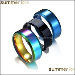 Band Rings Jewelry Fashion 8Mm Rainbow Ring For Men Women Titanium Steel Wedding Fit Size 5-13 Gifts Drop Delivery 2021 Vcogp