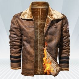 Winter Suede Coats Men Brand Vintage Bomber Jacket Mens Thick Warm Flight Coats Motorcycle Leather Jacket Outwear 201127