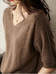 Women's Sweaters Knitted Women Sweater Pullovers Cashmere Sexy V-Neck Autumn Summer Basic OverSize Slim Fit High Quality TopWomen's