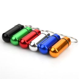 15 Pack Pill Box Keyring Colourful Aluminium Alloy Pill Container Water Resistant Keychain Emergency Stash Pill Holder for Outdoor296F