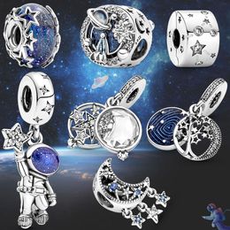 925 Silver Fit Pandora Charm 925 Bracelet Starry sky series astronaut Star charms set Pendant DIY Fine Beads Jewelry
