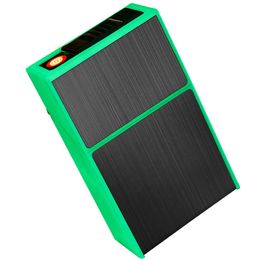 Colourful Plastic Aluminium Cigarette Case USB Lighter Dry Herb Tobacco Protective Stash Cases Portable Storage Box Glow In The Dark Multi-function High Quality DHL