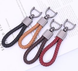 High quality Keychain metal braided rope microfiber leather wear-resistant creative men's car keychain accessories Gift