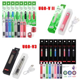 Ecpow UGO V3 V II 510 Thread Аккумулятор переменного напряжения Micro USB Перезаряжаемый EGO Vape Pen 650 900 мАч Evod VV Preheat PassthroughCharger